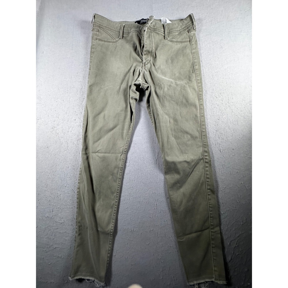 Hollister Jean Leggings Womens 15 Green High Rise Skinny Fit Raw Hem Everyday